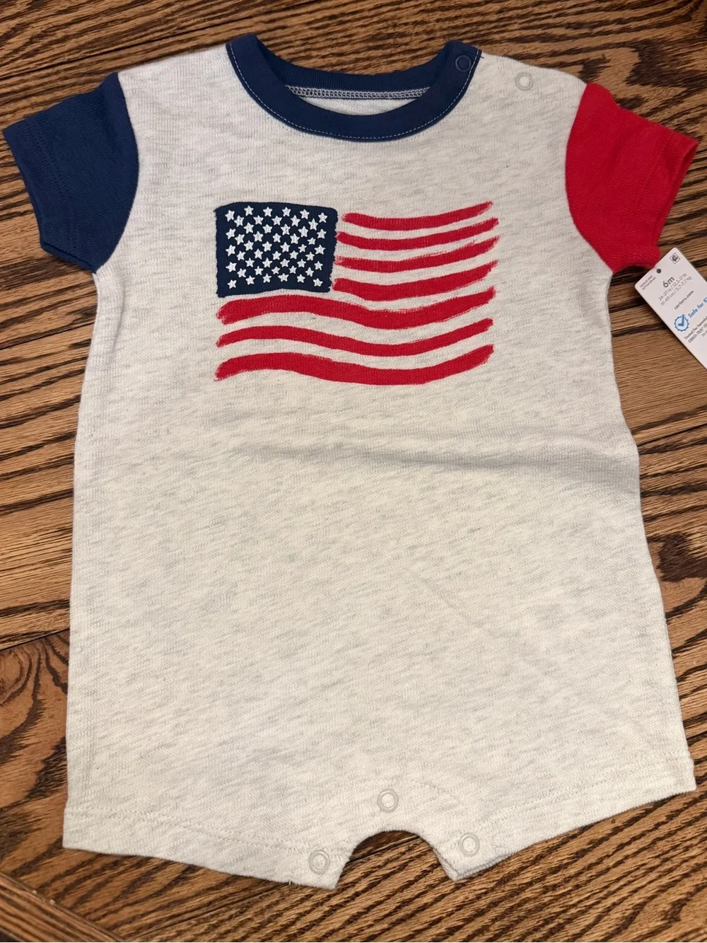 Carter's 4th of July American Flag Baby Onesie Romper Size 6 Months